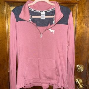 EUC pink and grey half zip sweatshirt from Pink